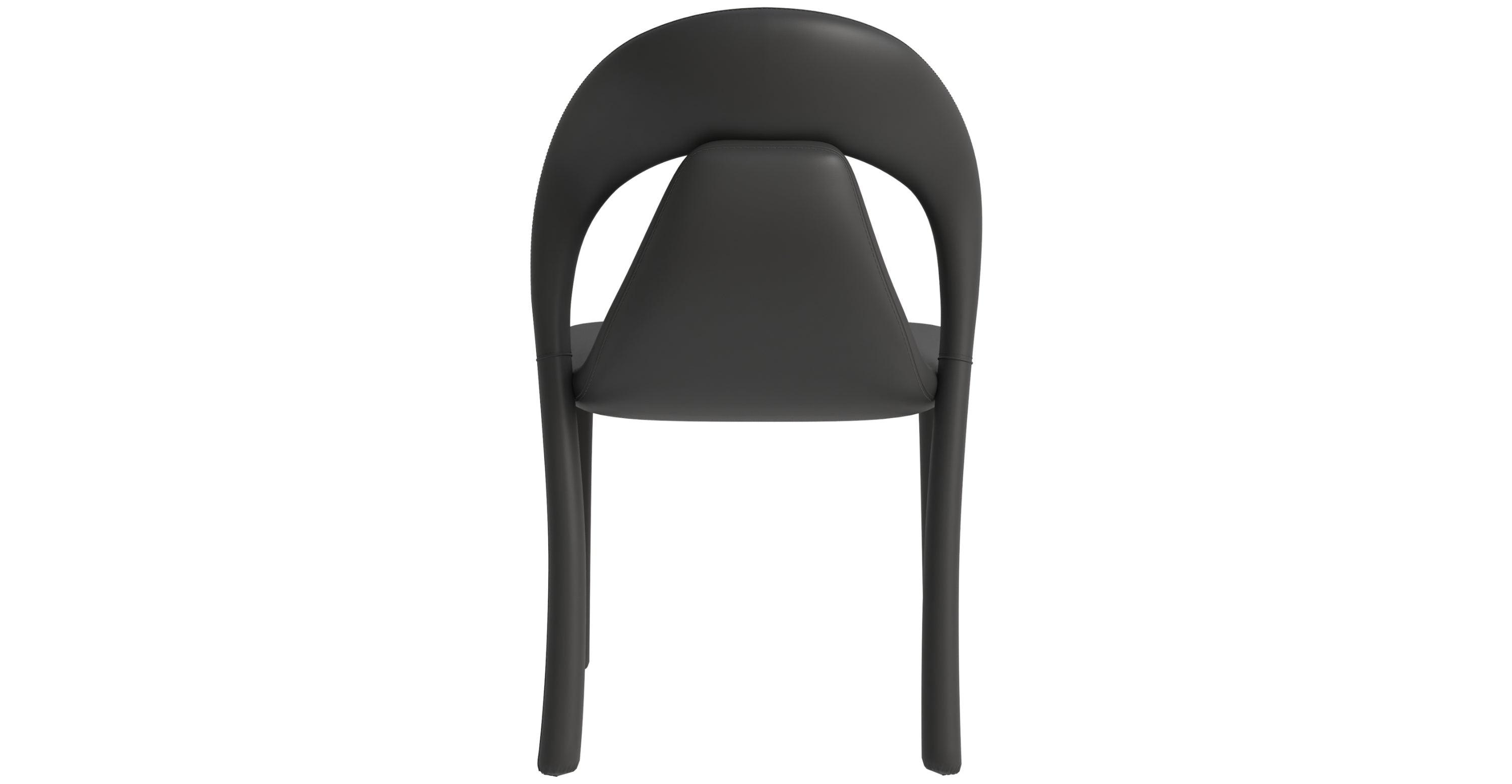 Solace Series Dining Chair Upholstered in Leather with Steel Legs and an Open Back Design