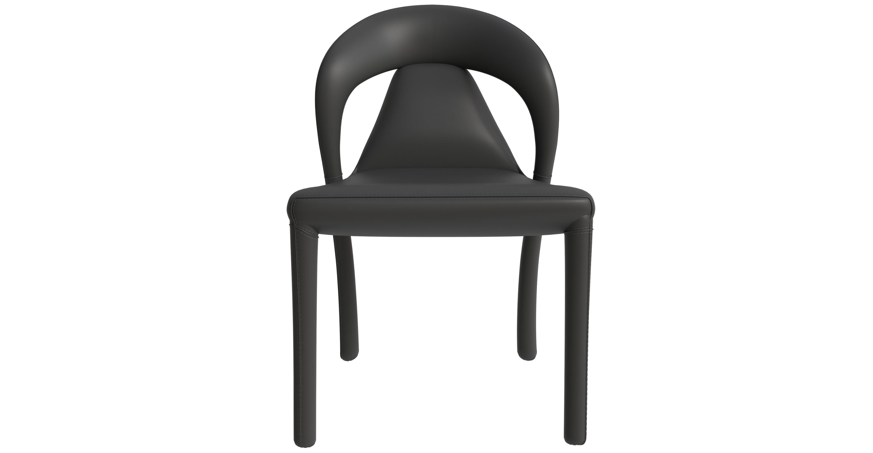 Solace Series Dining Chair Upholstered in Leather with Steel Legs and an Open Back Design