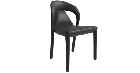 Solace Series Dining Chair Upholstered in Leather with Steel Legs and an Open Back Design