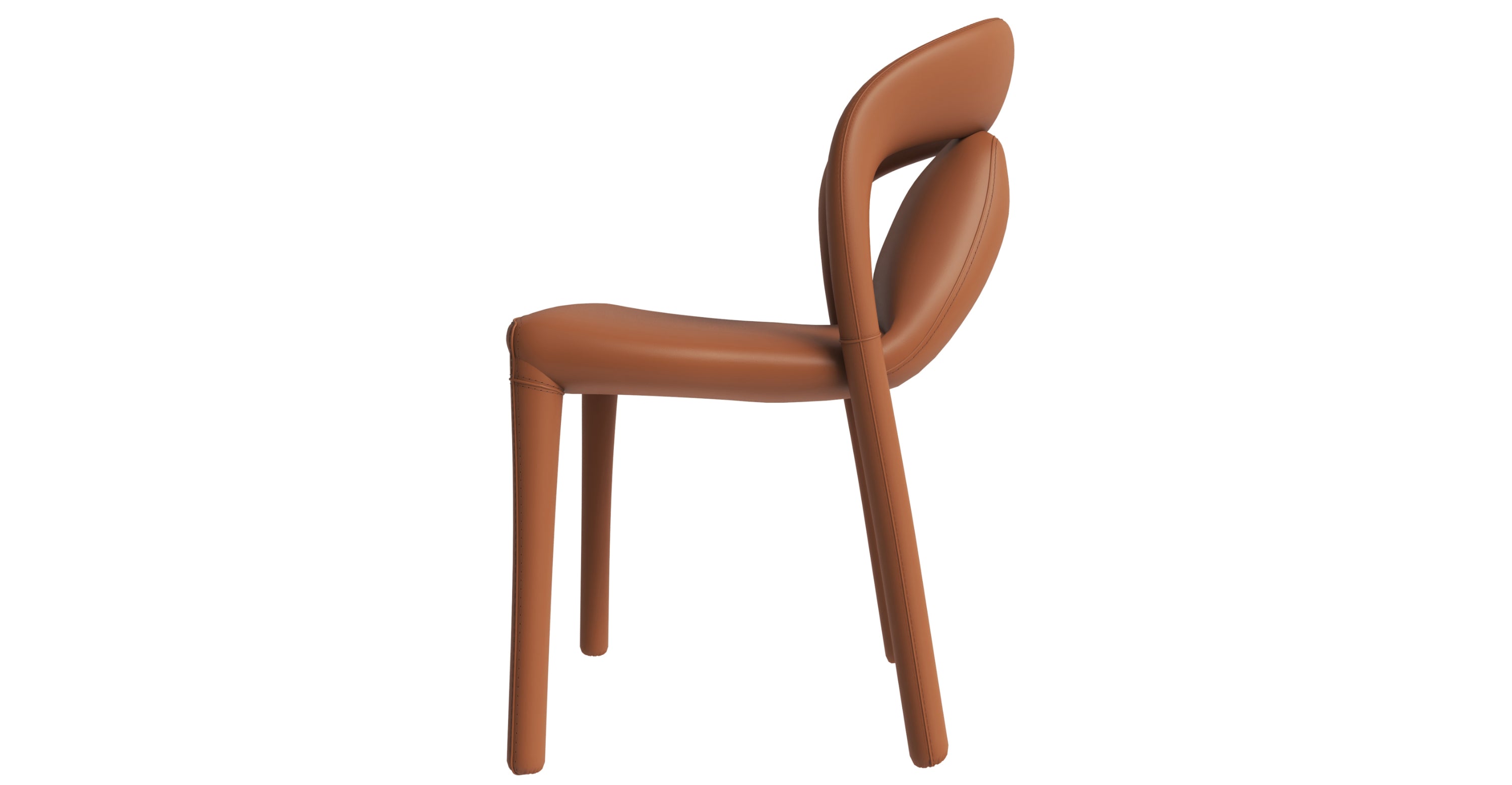 Solace Series Dining Chair Upholstered in Leather with Steel Legs and an Open Back Design