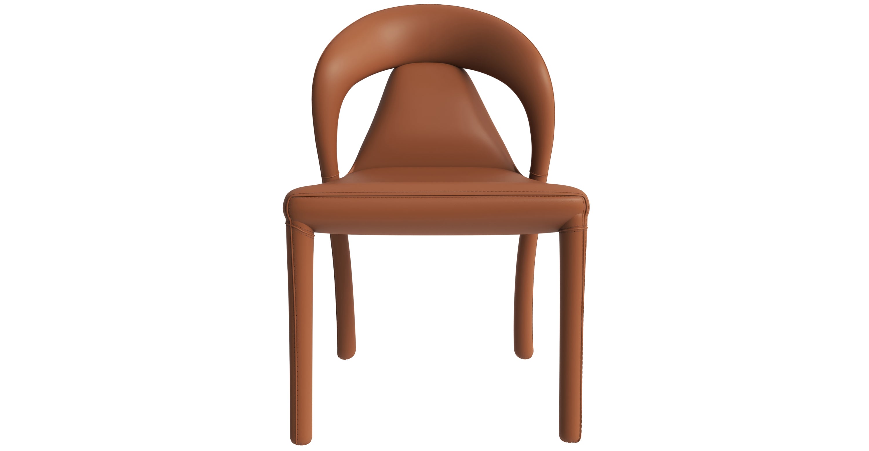 Solace Series Dining Chair Upholstered in Leather with Steel Legs and an Open Back Design