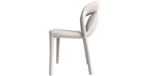 Solace Series Dining Chair Upholstered in Leather with Steel Legs and an Open Back Design