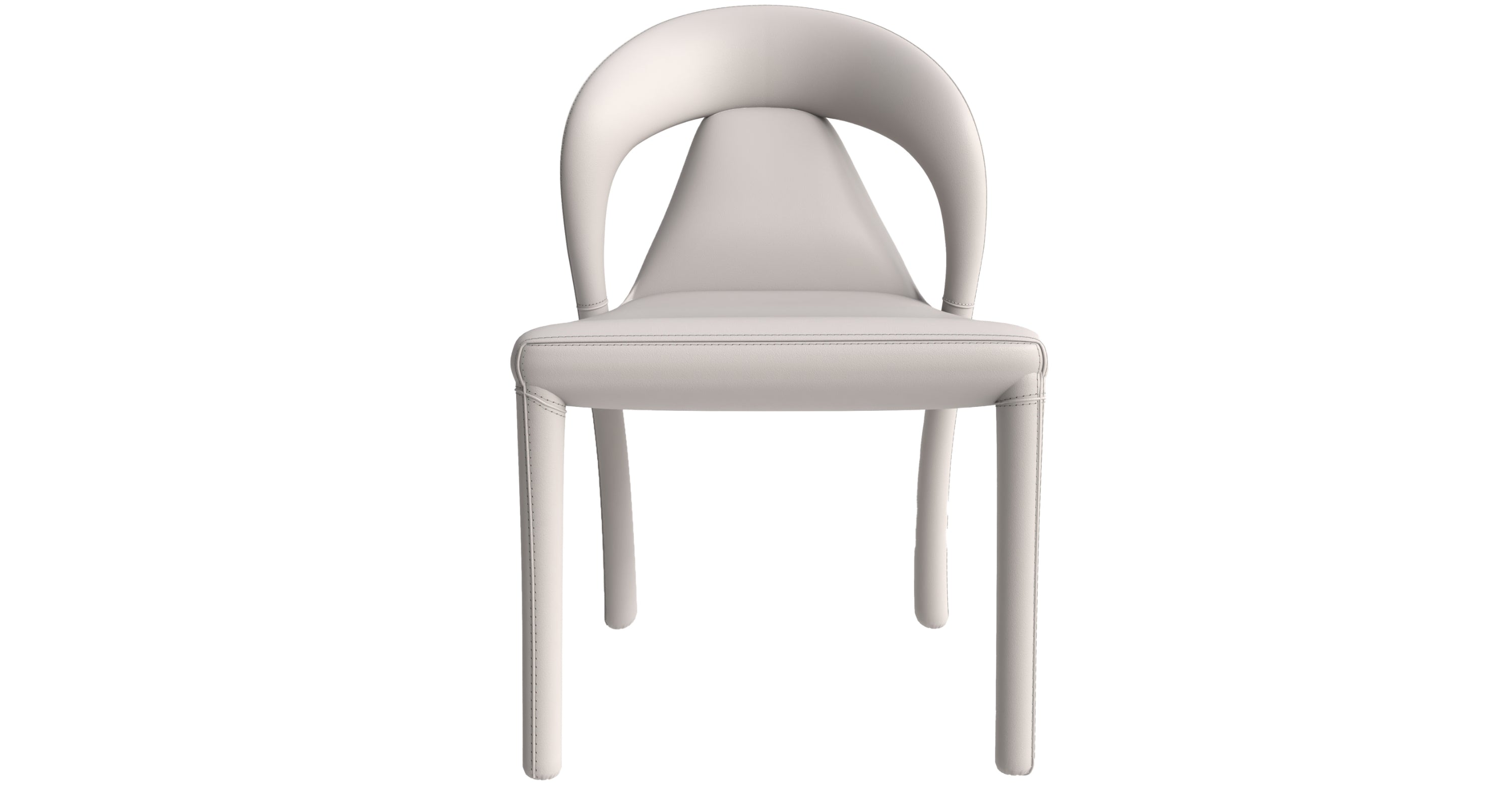 Solace Series Dining Chair Upholstered in Leather with Steel Legs and an Open Back Design