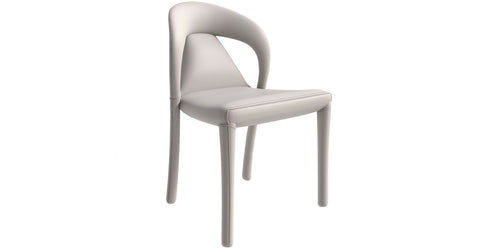 Solace Series Dining Chair Upholstered in Leather with Steel Legs and an Open Back Design