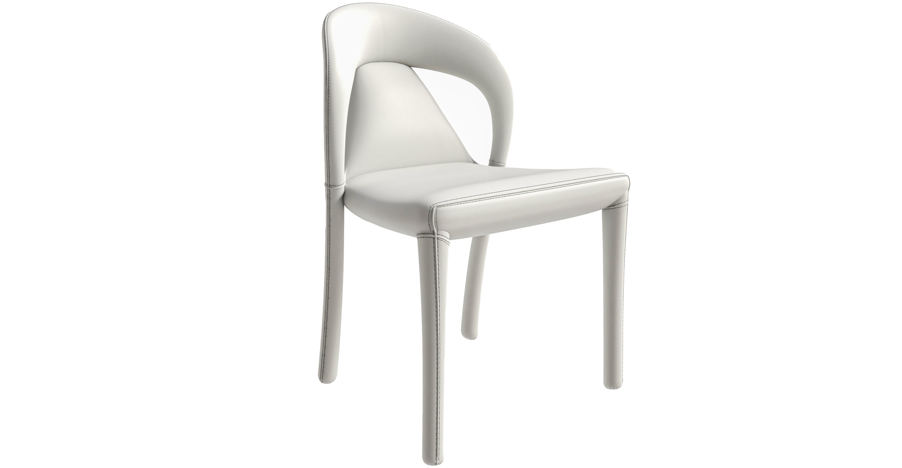 Solace Series Dining Chair Upholstered in Leather with Steel Legs and an Open Back Design