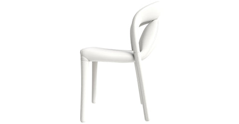 Solace Series Dining Chair Upholstered in Leather with Steel Legs and an Open Back Design