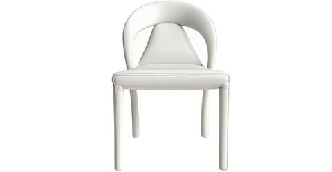 Solace Series Dining Chair Upholstered in Leather with Steel Legs and an Open Back Design