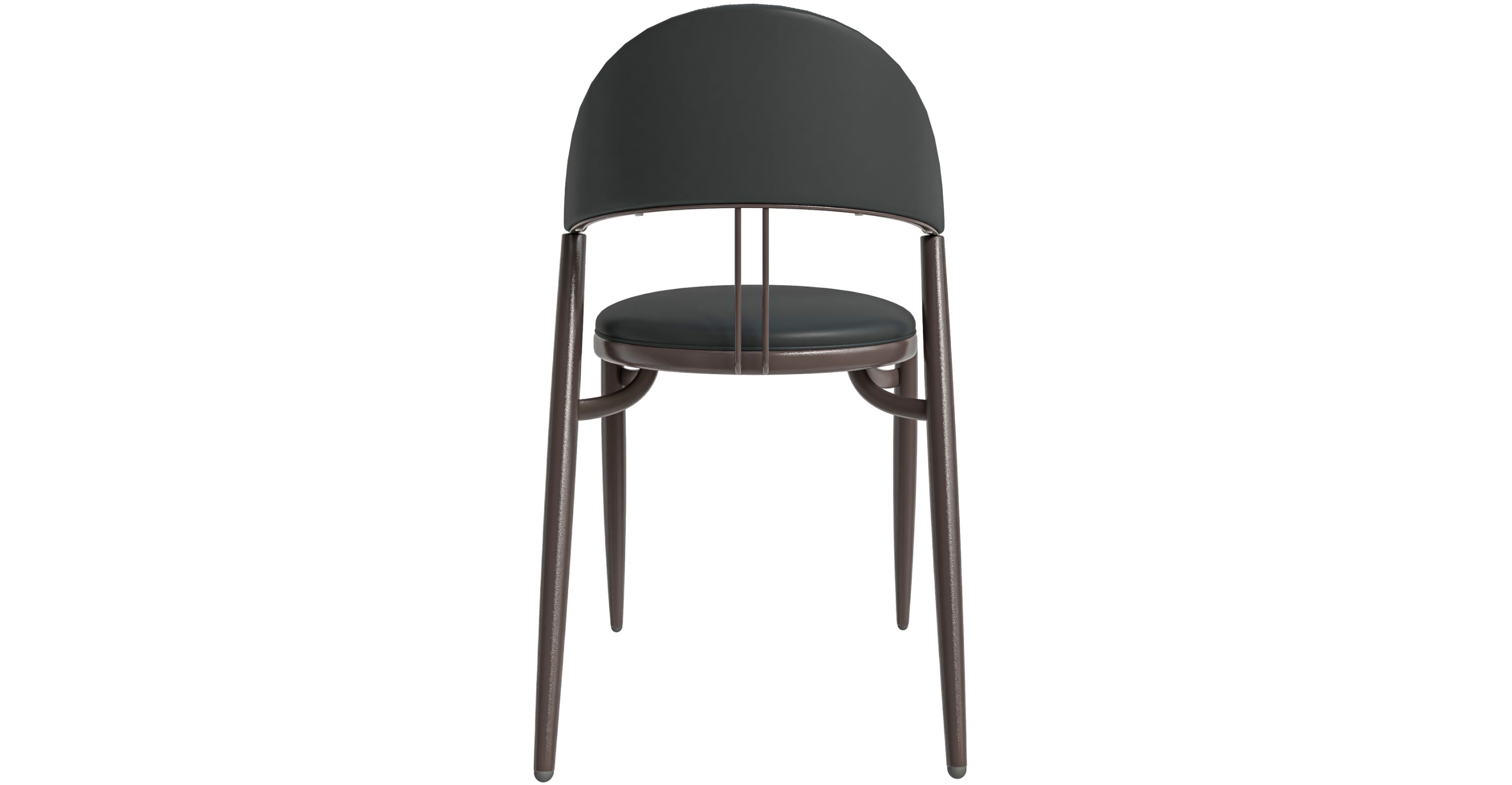 Venice Dining Chair Upholstered Leather in Iron With an Open Curved Back Design