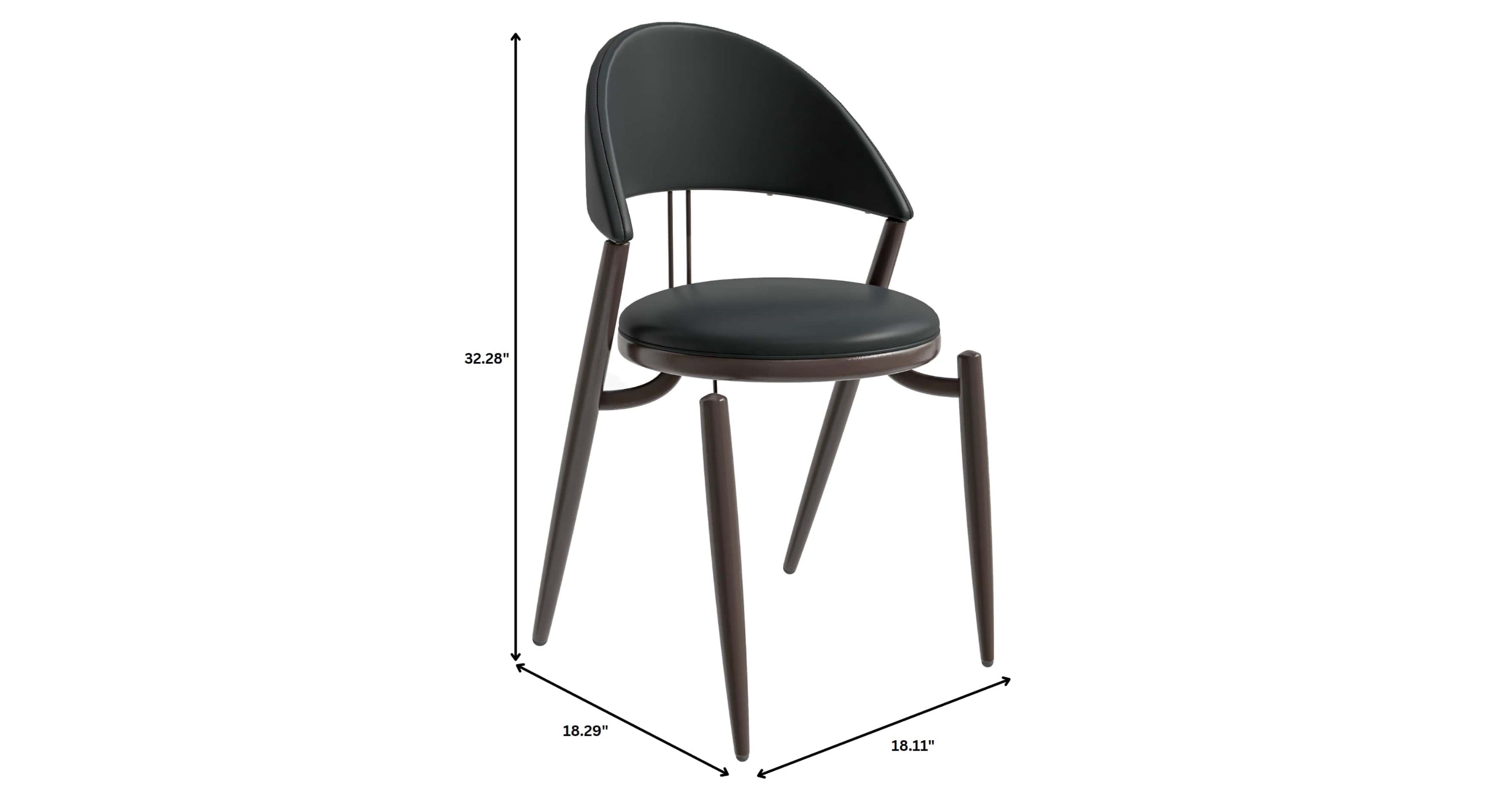 Venice Dining Chair Upholstered Leather in Iron With an Open Curved Back Design