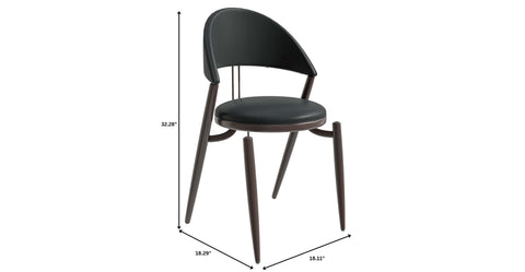 Venice Dining Chair Upholstered Leather in Iron With an Open Curved Back Design