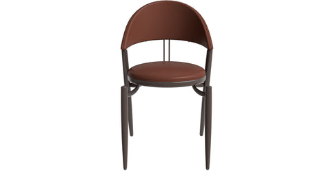 Venice Dining Chair Upholstered Leather in Iron With an Open Curved Back Design