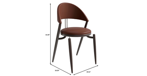 Venice Dining Chair Upholstered Leather in Iron With an Open Curved Back Design