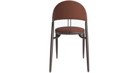 Venice Dining Chair Upholstered Leather in Iron With an Open Curved Back Design