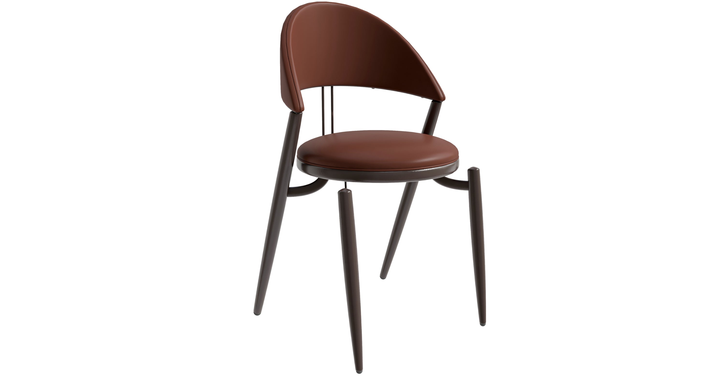 Venice Dining Chair Upholstered Leather in Iron With an Open Curved Back Design