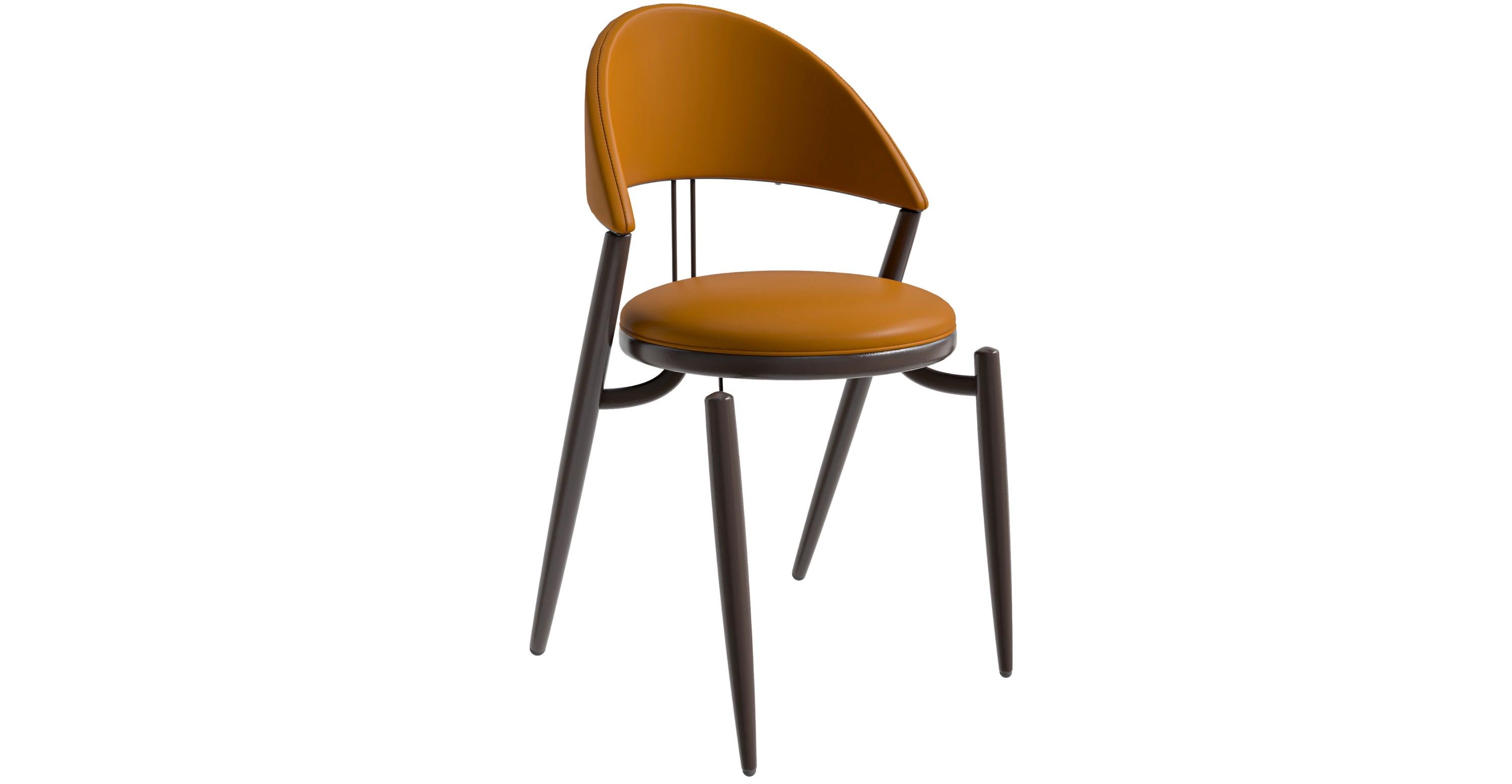 Venice Dining Chair Upholstered Leather in Iron With an Open Curved Back Design