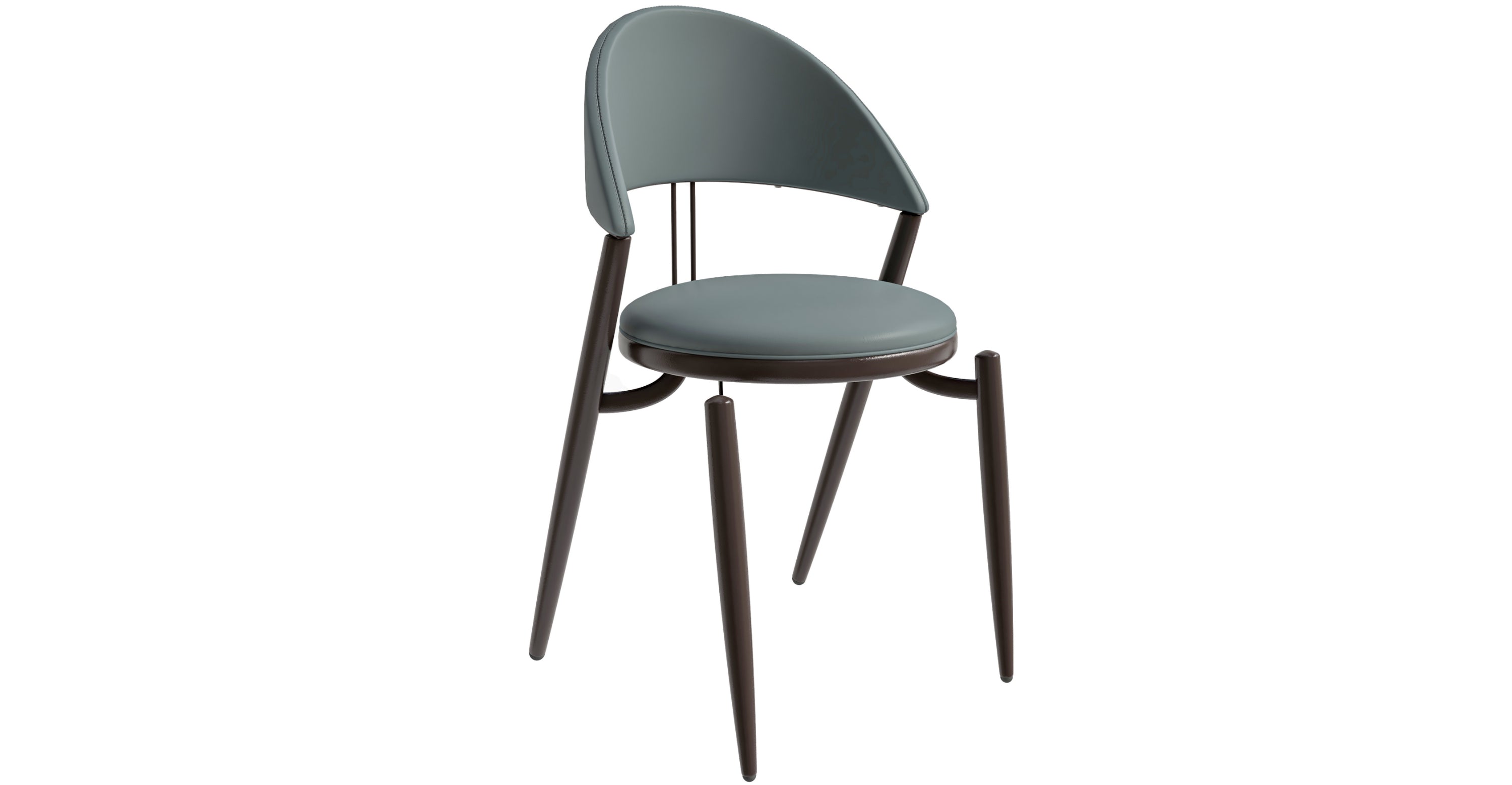 Venice Dining Chair Upholstered Leather in Iron With an Open Curved Back Design