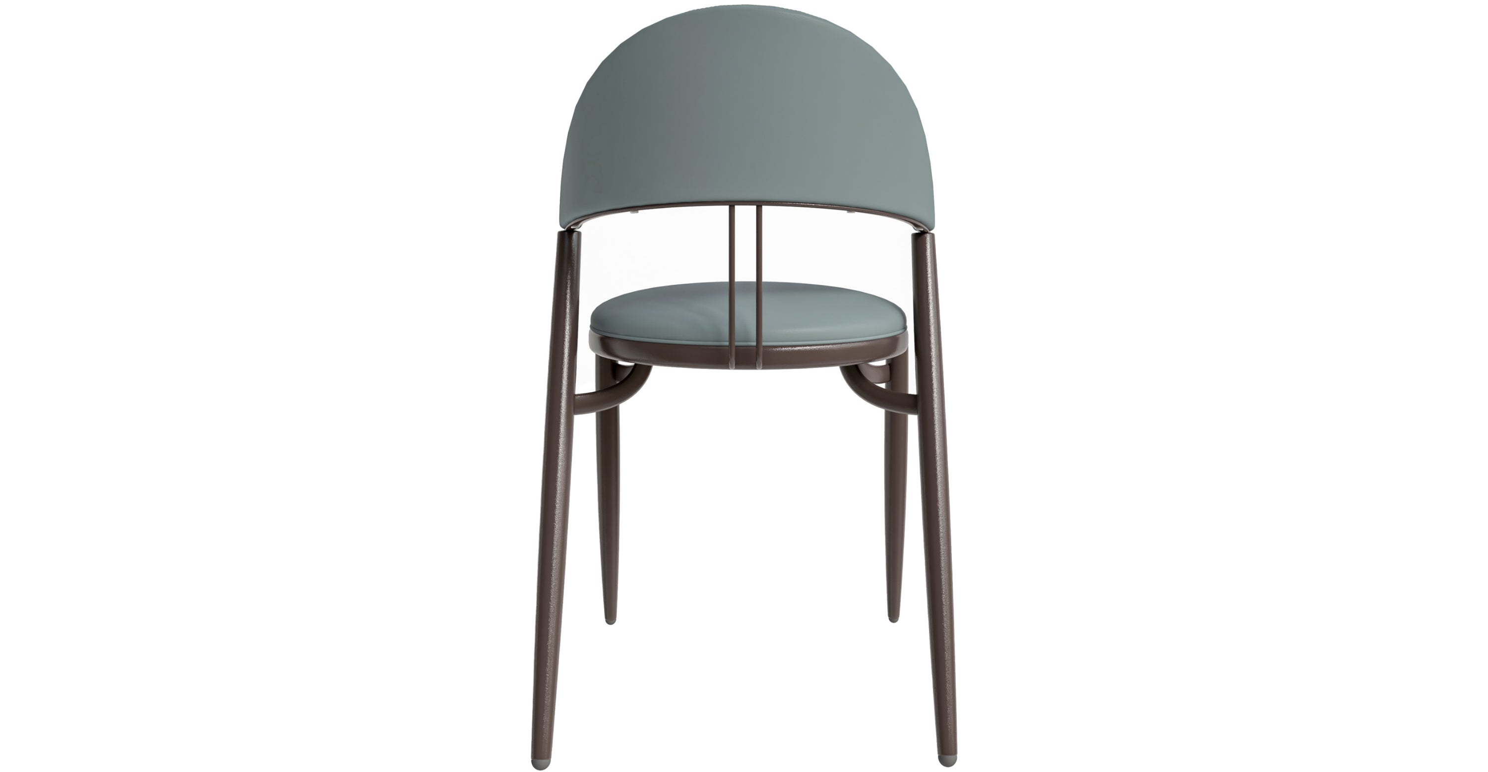 Venice Dining Chair Upholstered Leather in Iron With an Open Curved Back Design