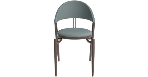 Venice Dining Chair Upholstered Leather in Iron With an Open Curved Back Design