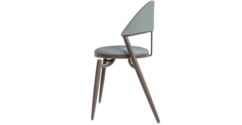 Venice Dining Chair Upholstered Leather in Iron With an Open Curved Back Design