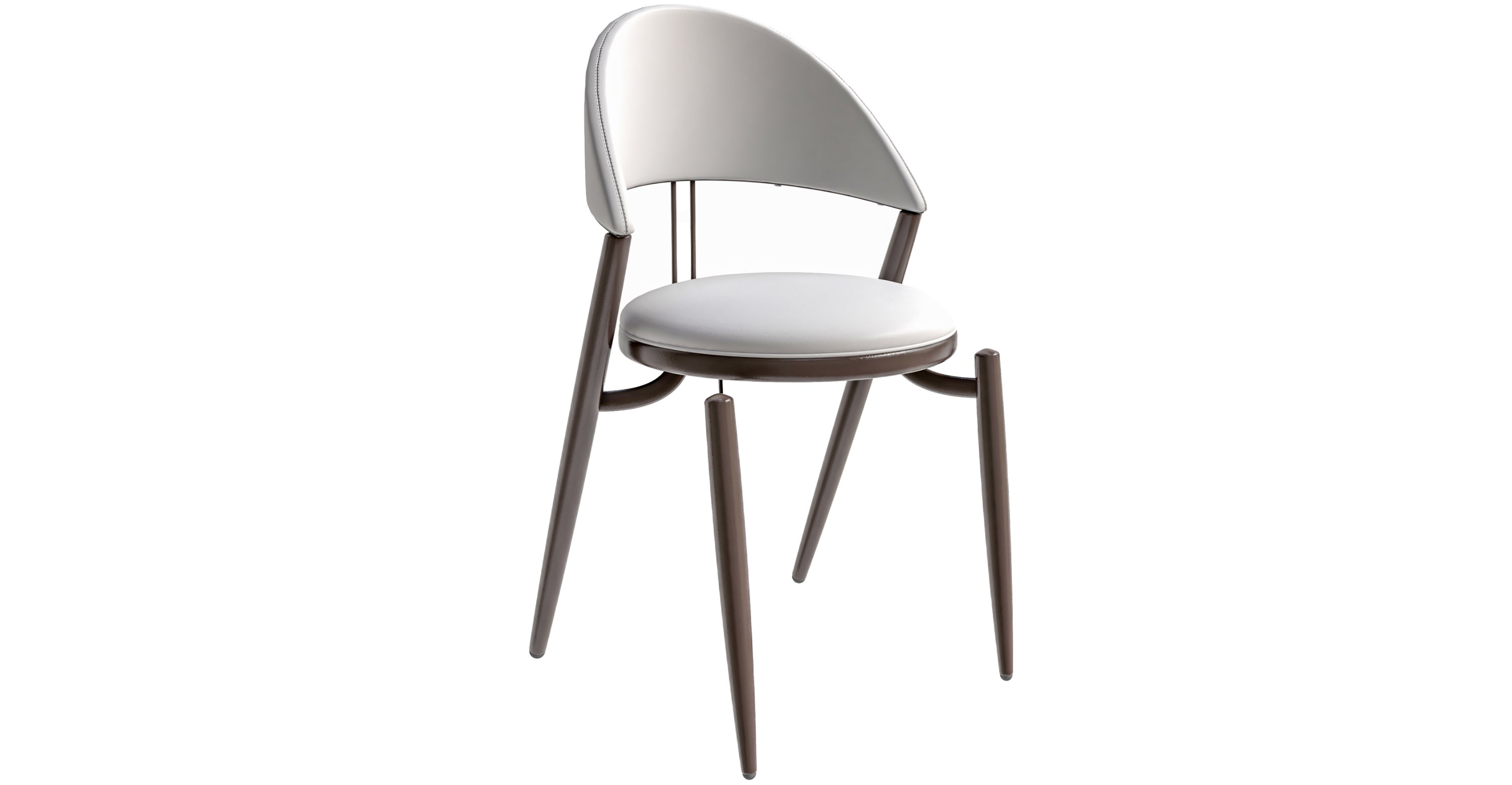 Venice Dining Chair Upholstered Leather in Iron With an Open Curved Back Design