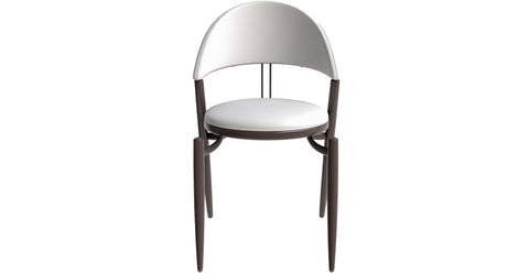 Venice Dining Chair Upholstered Leather in Iron With an Open Curved Back Design