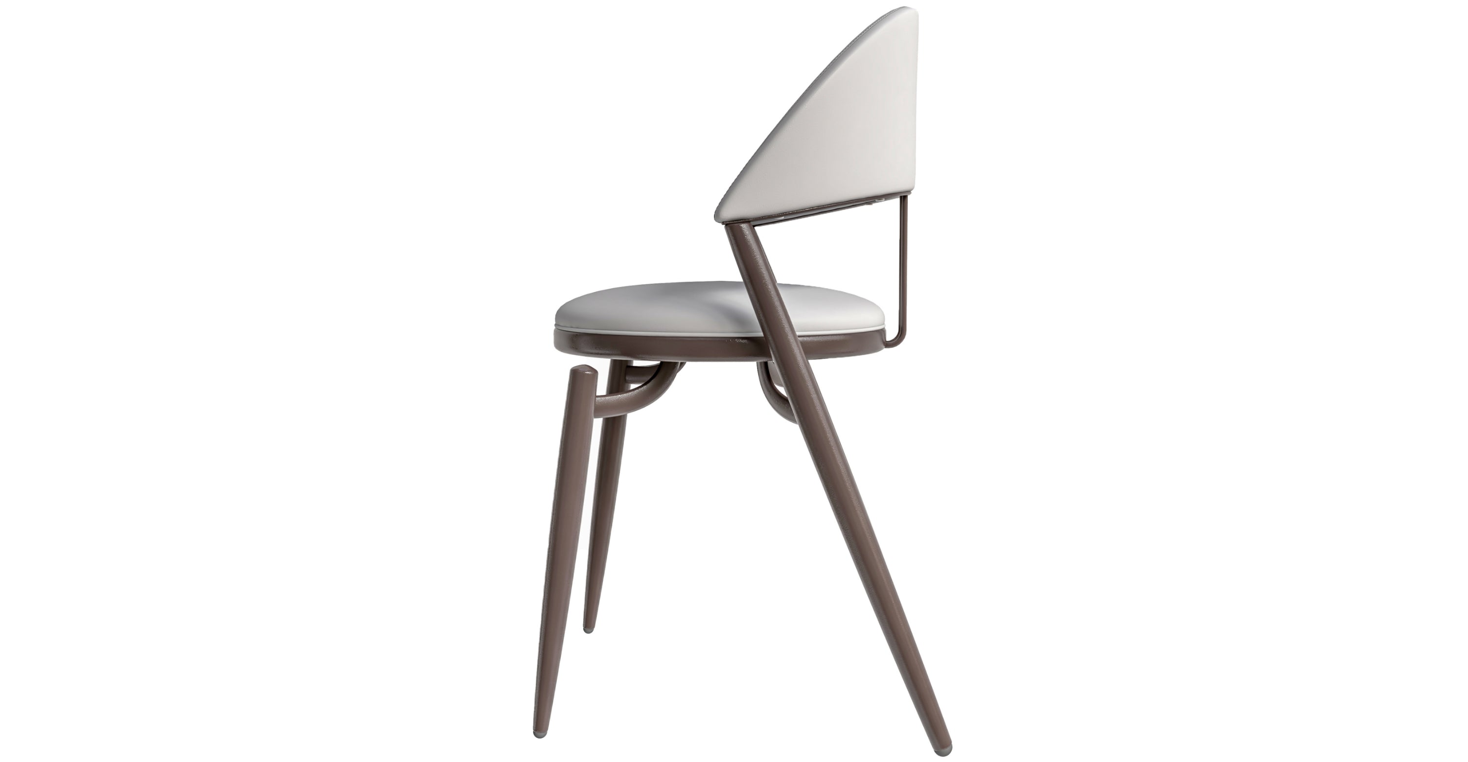 Venice Dining Chair Upholstered Leather in Iron With an Open Curved Back Design