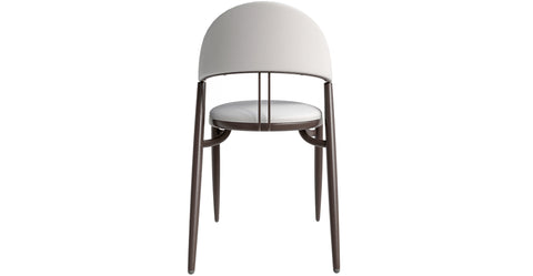 Venice Dining Chair Upholstered Leather in Iron With an Open Curved Back Design