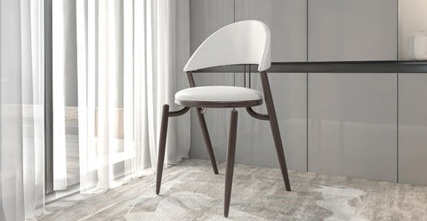 Venice Dining Chair Upholstered Leather in Iron With an Open Curved Back Design