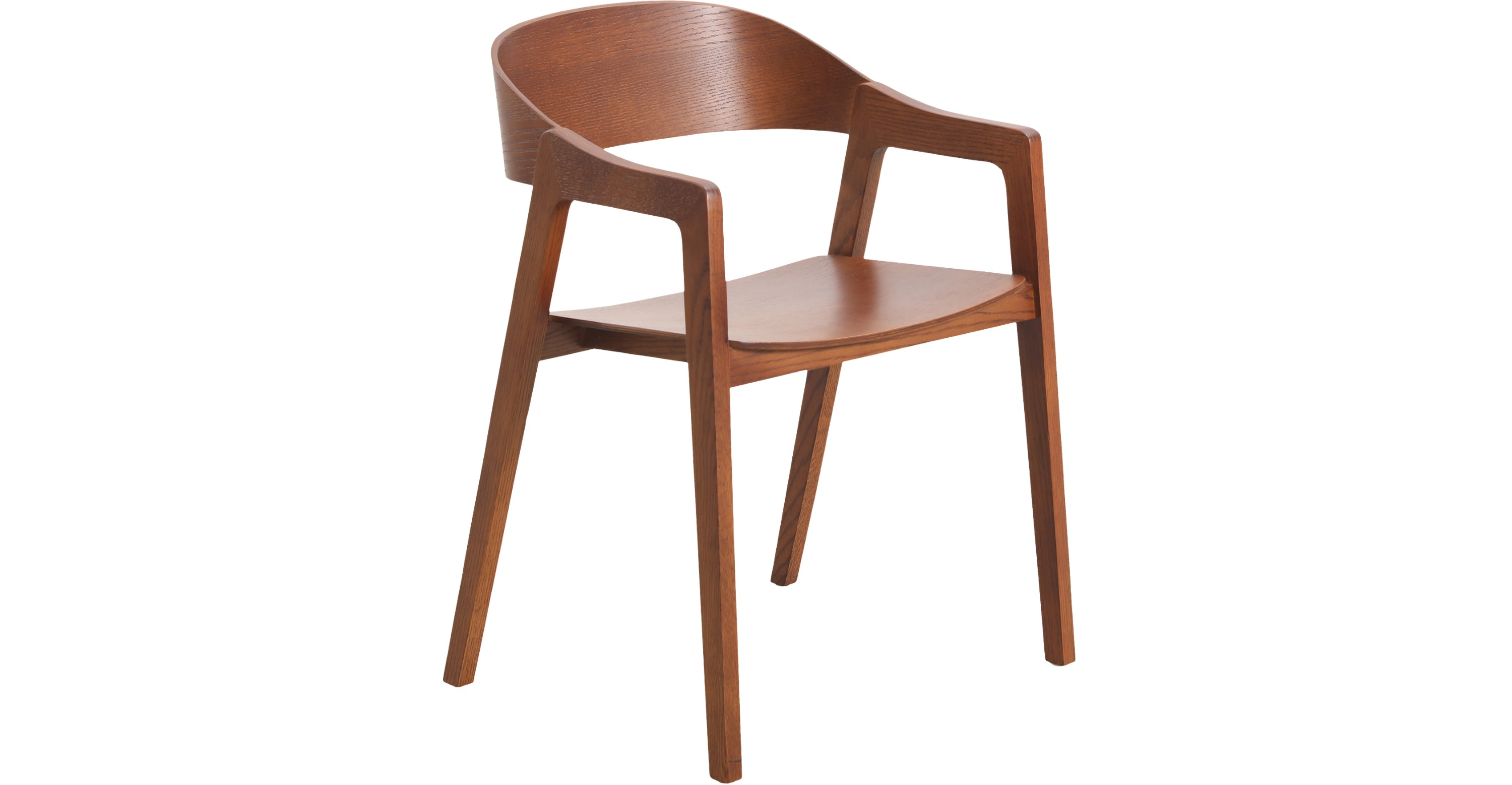 Rivo Dining Chairs in Sturdy Oak Wood with Open Back Design and Armrests