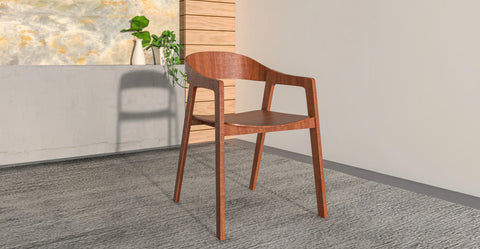 Rivo Dining Chairs in Sturdy Oak Wood with Open Back Design and Armrests