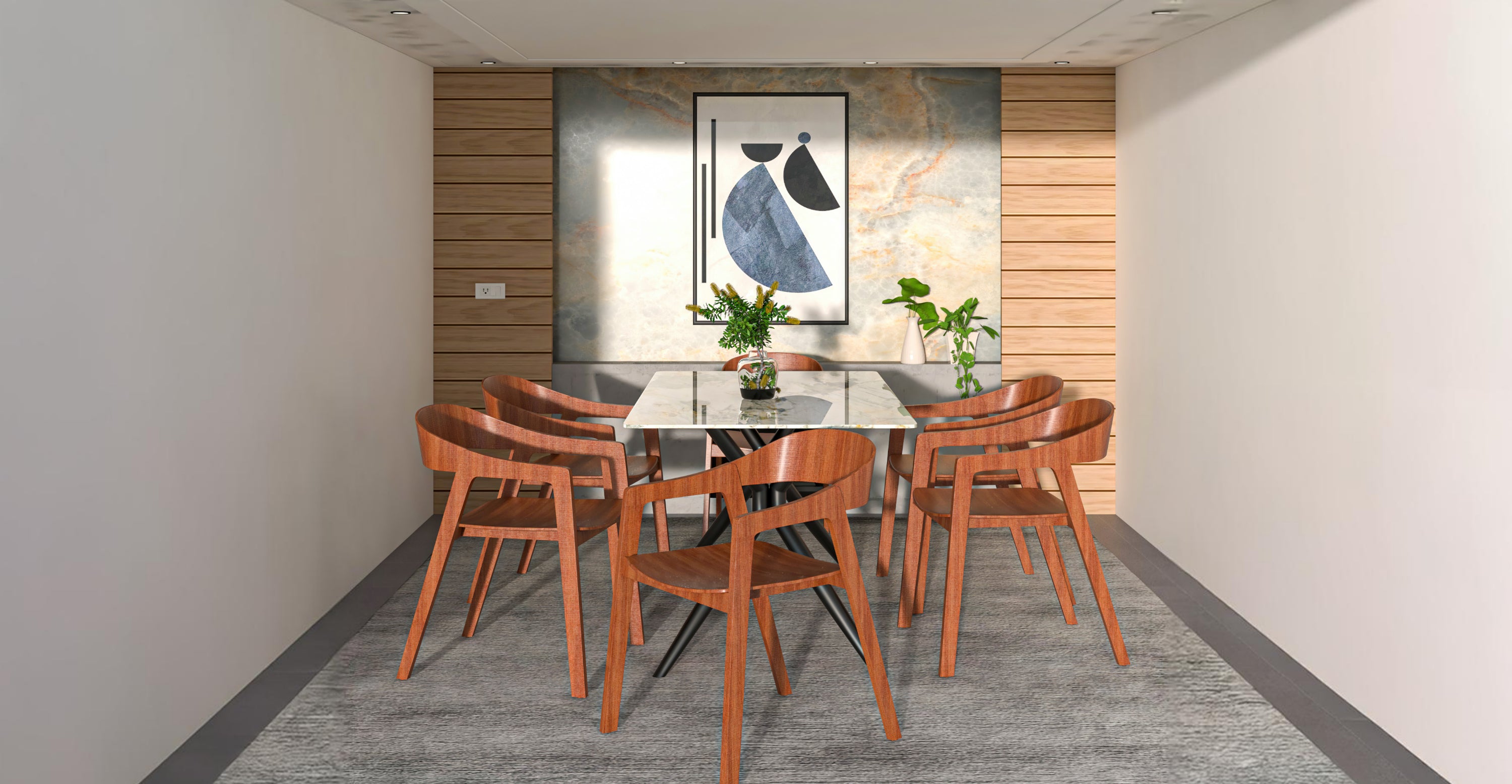 Rivo Dining Chairs in Sturdy Oak Wood with Open Back Design and Armrests