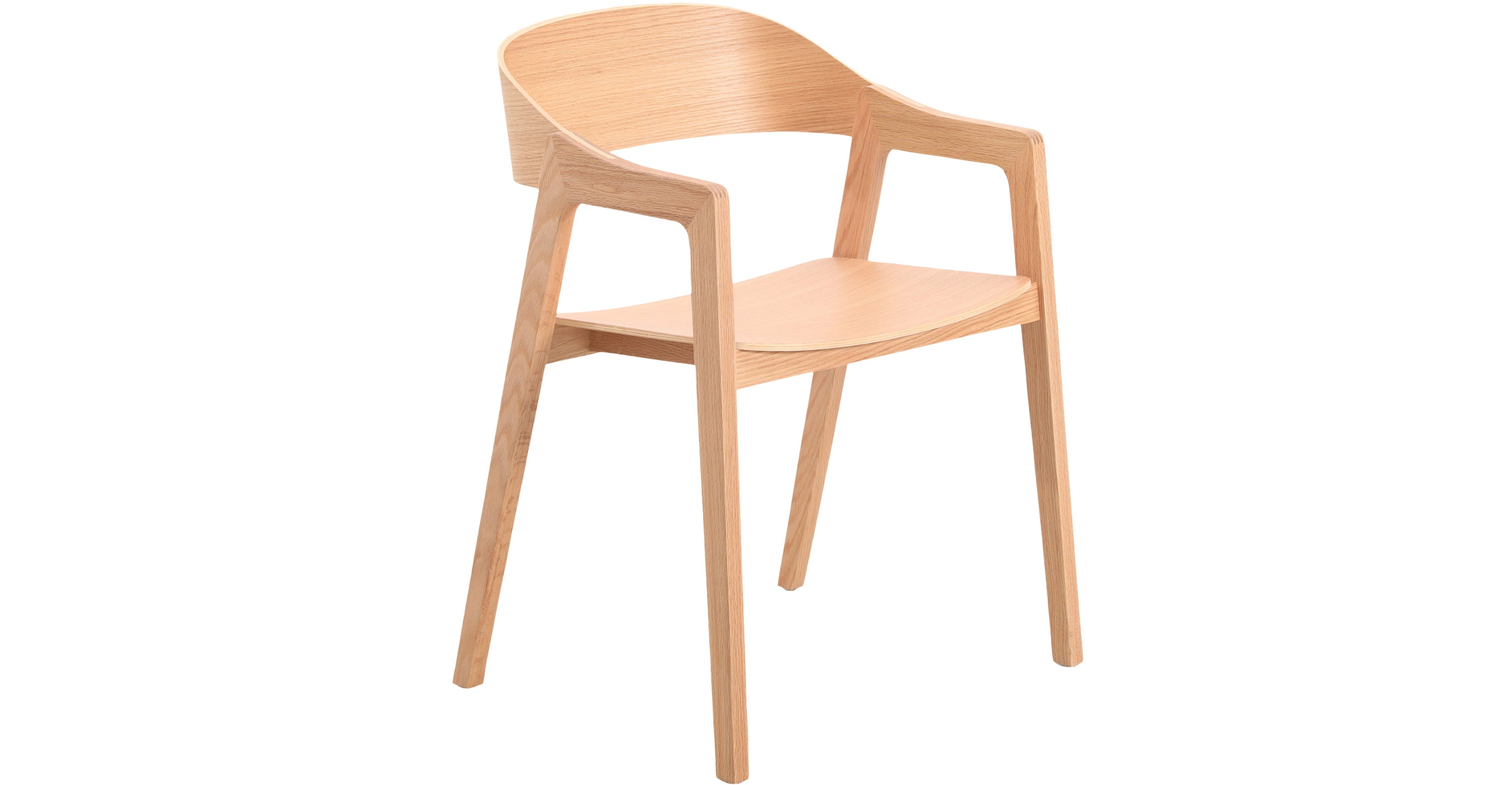 Rivo Dining Chairs in Sturdy Oak Wood with Open Back Design and Armrests