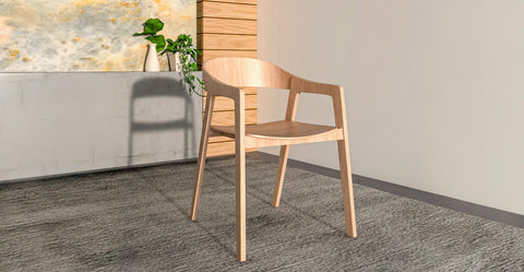 Rivo Dining Chairs in Sturdy Oak Wood with Open Back Design and Armrests