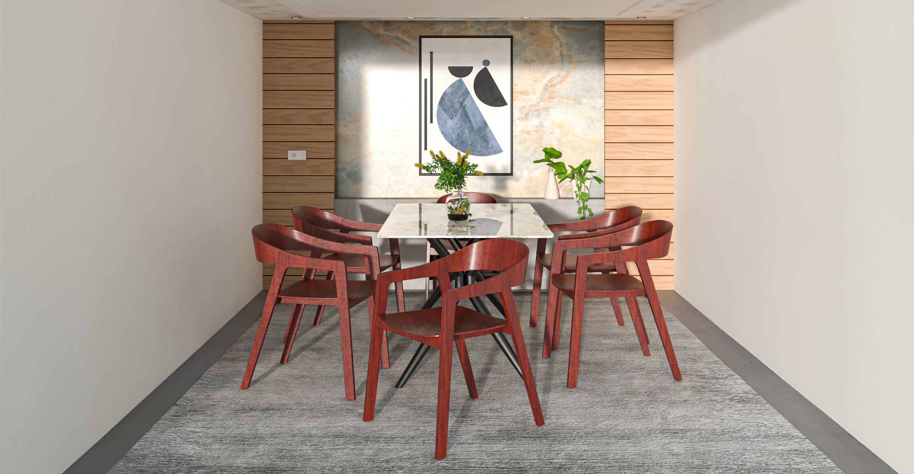 Rivo Dining Chairs in Sturdy Oak Wood with Open Back Design and Armrests