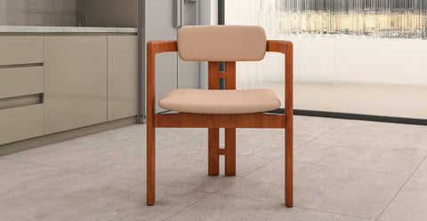 Velo Series Dining Chair with Upholstered Leather and Rubberwood Legs