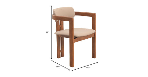 Velo Series Dining Chair with Upholstered Leather and Rubberwood Legs