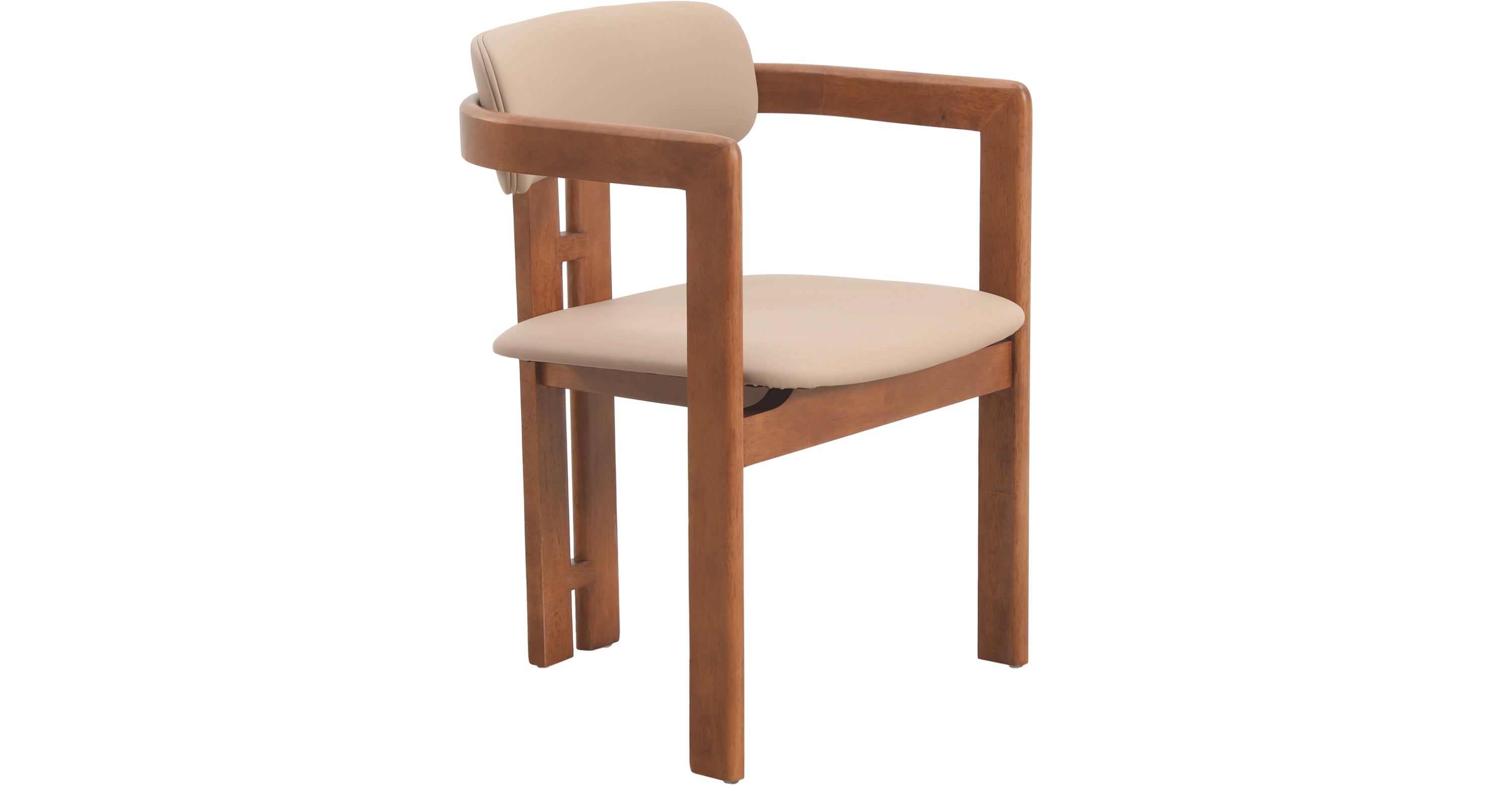 Velo Series Dining Chair with Upholstered Leather and Rubberwood Legs