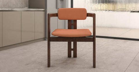 Velo Series Dining Chair with Upholstered Leather and Rubberwood Legs