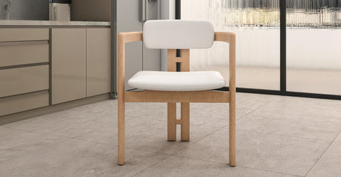 Velo Series Dining Chair with Upholstered Leather and Rubberwood Legs