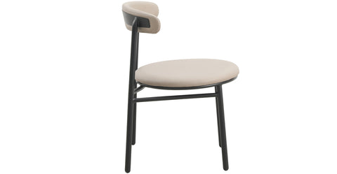 Lume Modern Dining Chair Upholstered in Polyester with Metal Legs