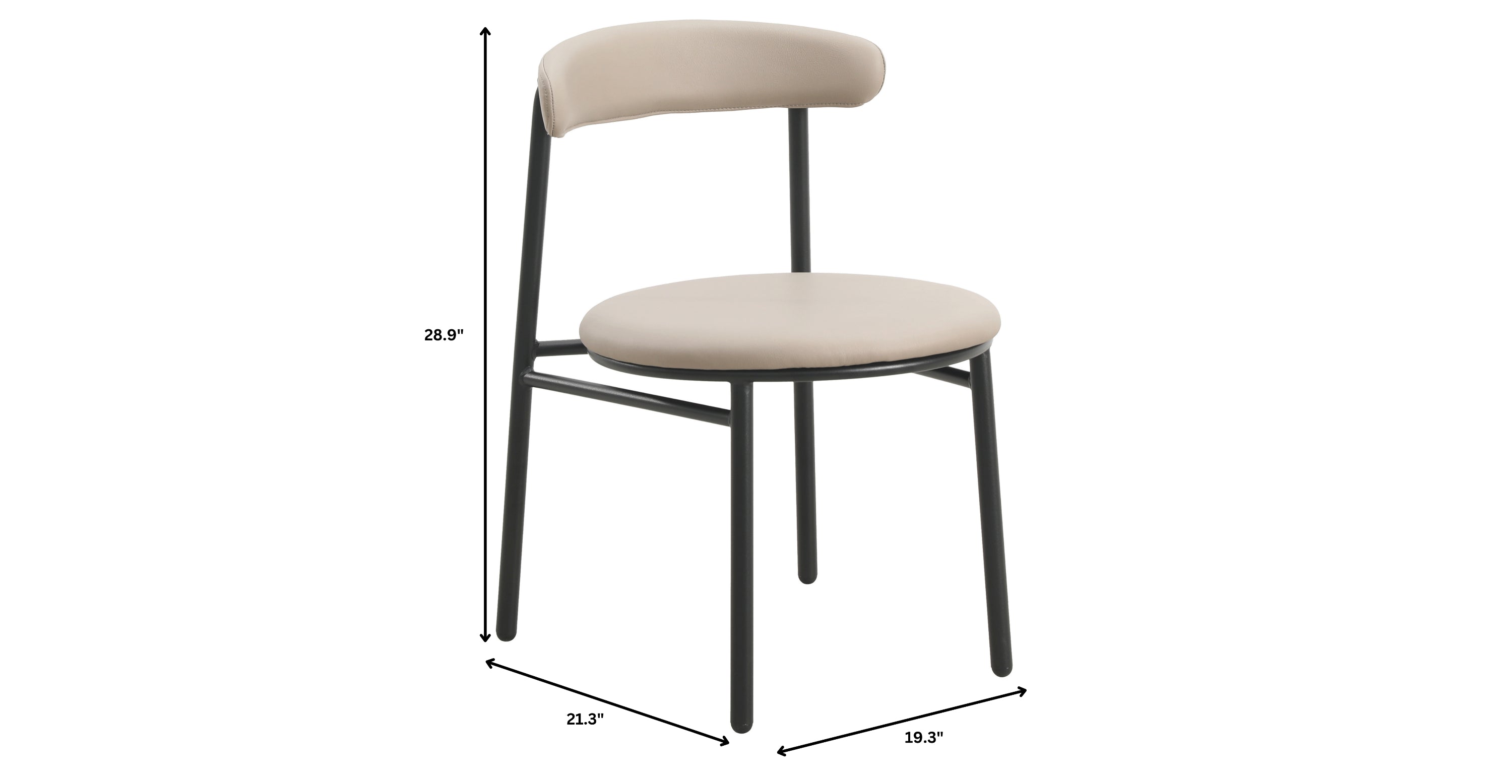 Lume Modern Dining Chair Upholstered in Polyester with Metal Legs