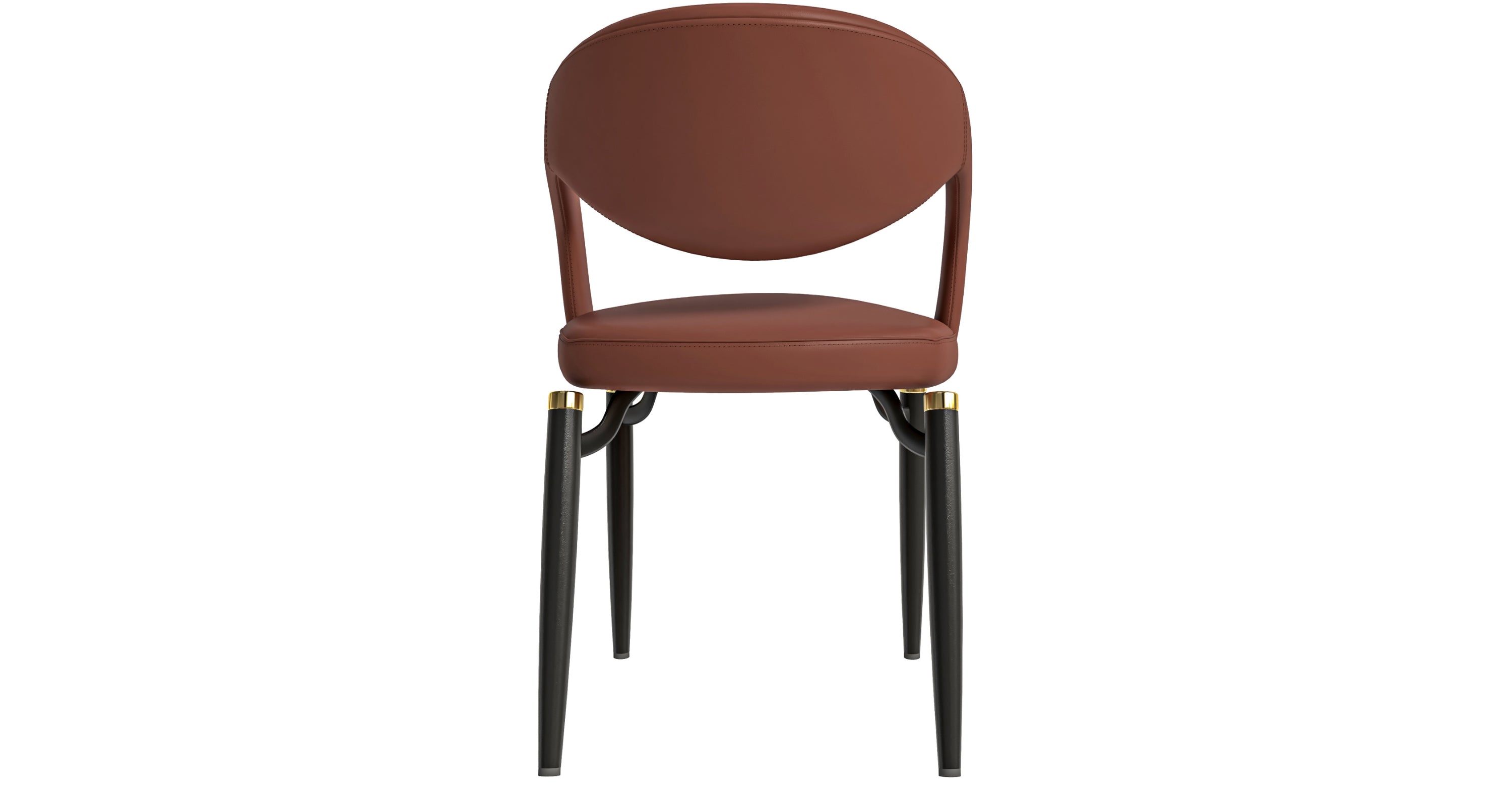 Entice Dining Chairs Upholstered Leather Seat and Curved Back in Black Iron Legs