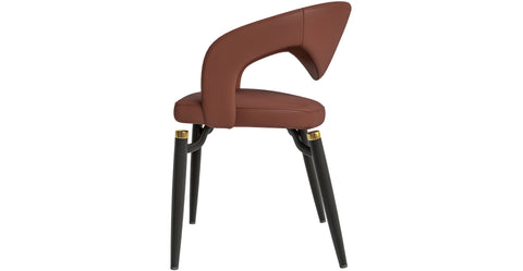 Entice Dining Chairs Upholstered Leather Seat and Curved Back in Black Iron Legs