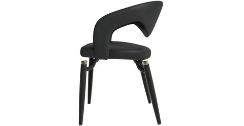 Entice Dining Chairs Upholstered Leather Seat and Curved Back in Black Iron Legs