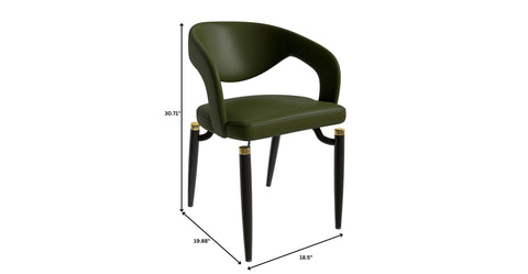 Entice Dining Chairs Upholstered Leather Seat and Curved Back in Black Iron Legs