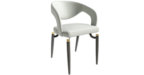 Entice Dining Chairs Upholstered Leather Seat and Curved Back in Black Iron Legs