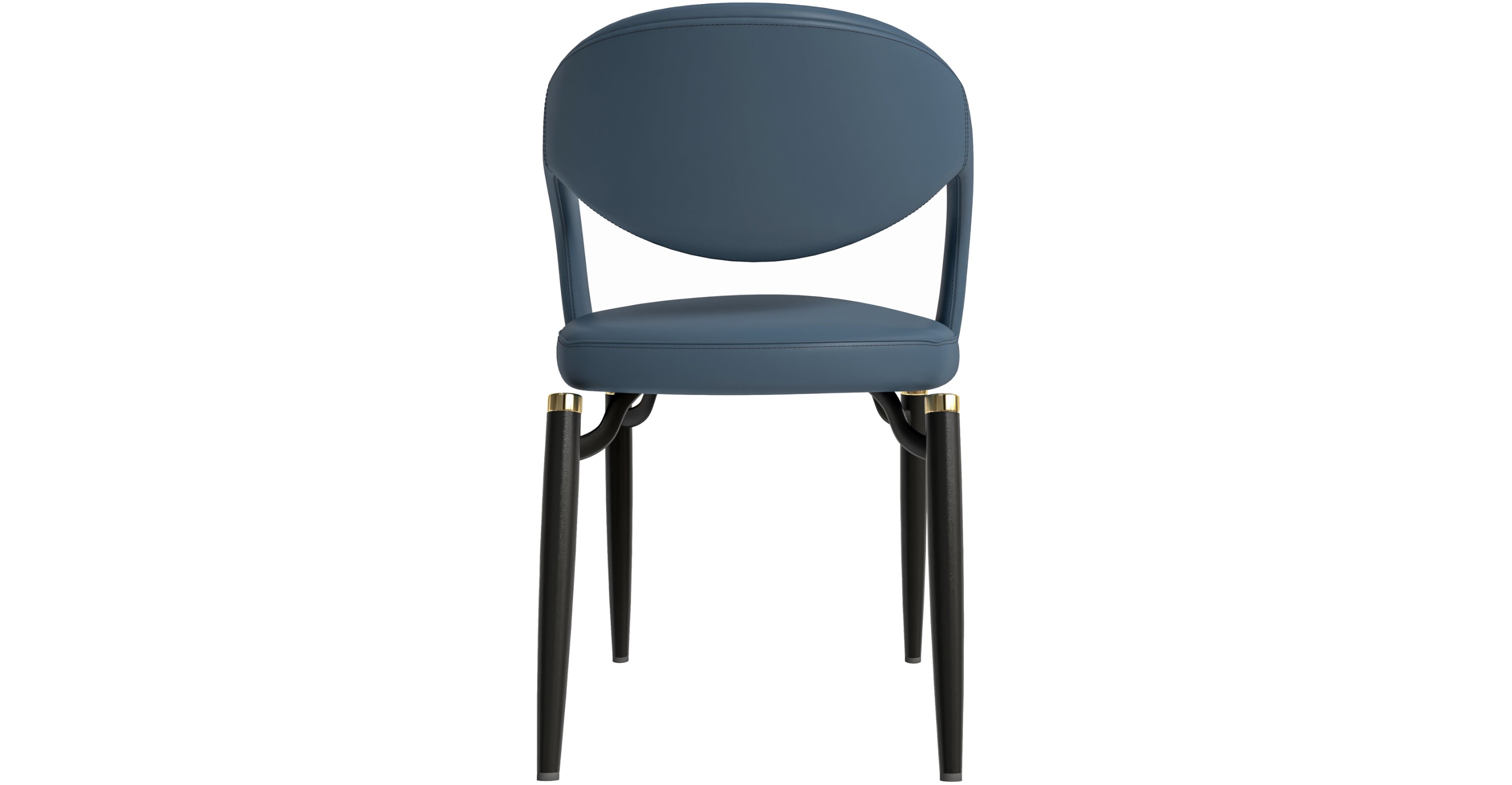 Entice Dining Chairs Upholstered Leather Seat and Curved Back in Black Iron Legs