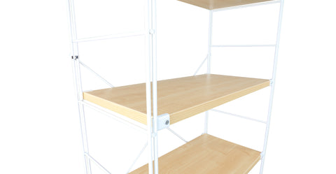 Brentwood Etagere Bookcase with White Powder Coated Steel Frame and Melamine Board Shelves