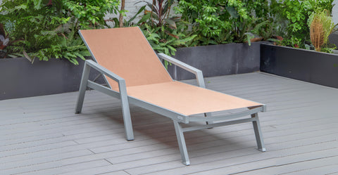 Marlin Aluminum Outdoor Chaise Lounge Chair with Sling Fabric Seat