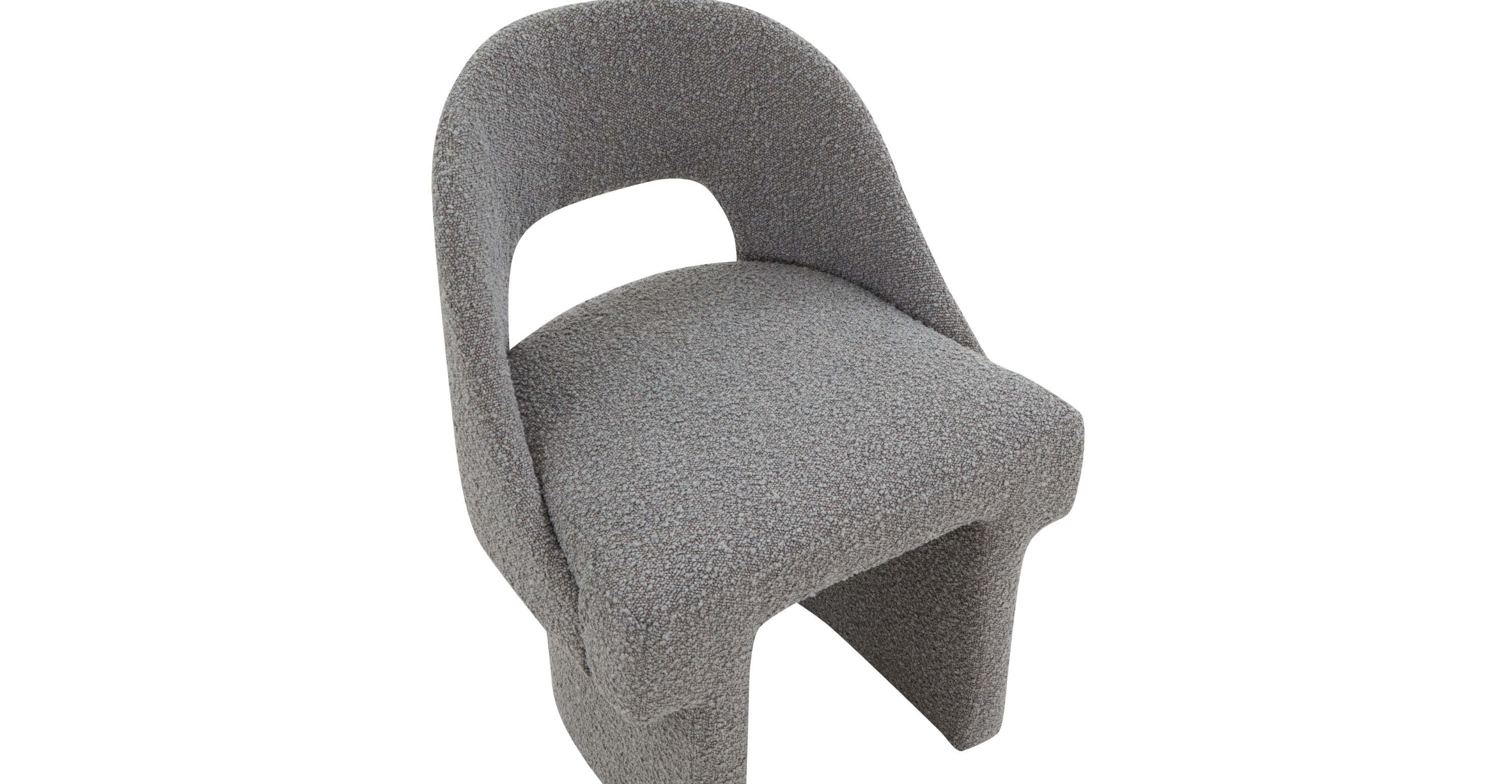 Quell Boucle Accent Chair Curved Open Back Design and Manufactured Wood Frame